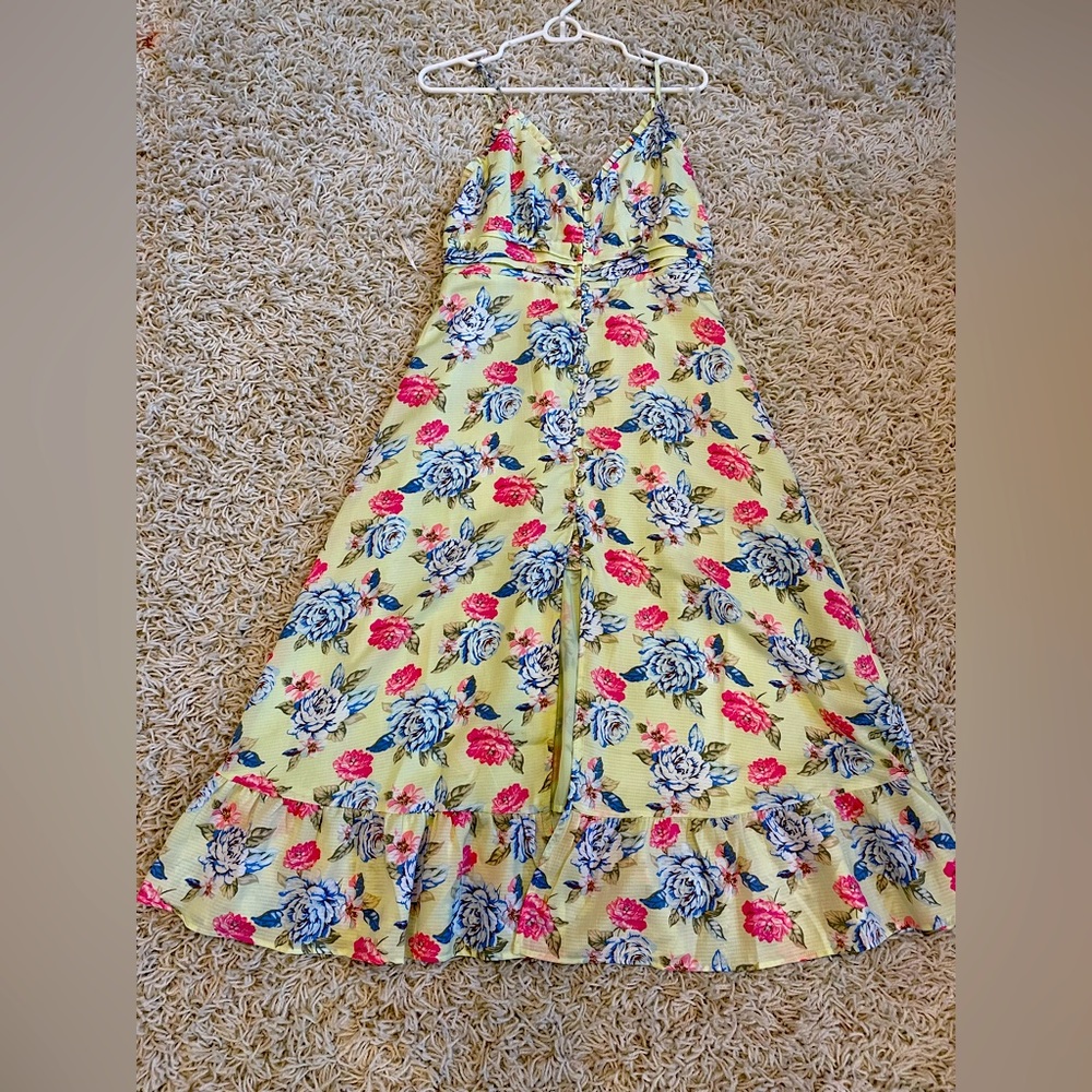 NEW Floral Long maxi dress with front slit.